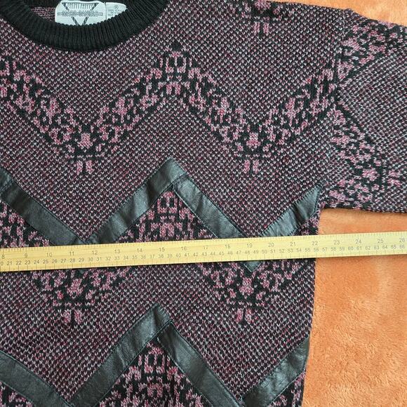 Marc Daniels Vintage 90s Patchwork Sweater Size M Eclectic Grandpa Fairy Grunge - Picture 10 of 11